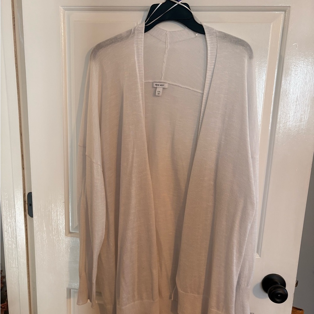Nine West Cream Open-Front Cardigan